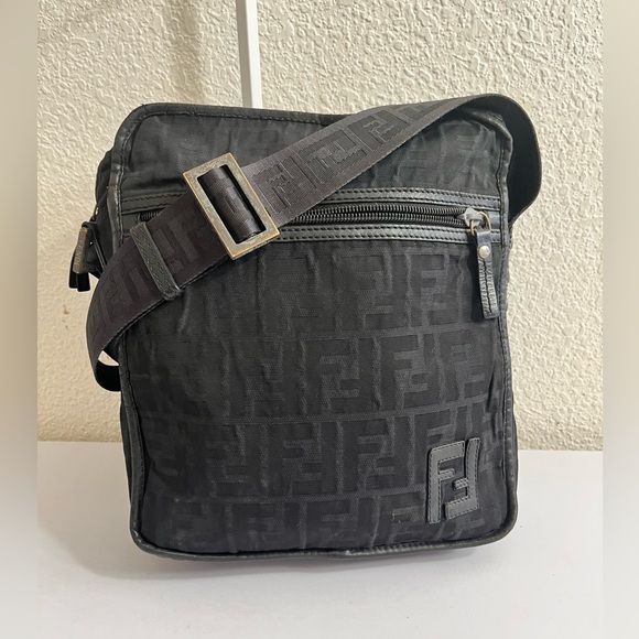 Fendi Other - Fendi Black Tonal FF Jacquard Messenger Bag